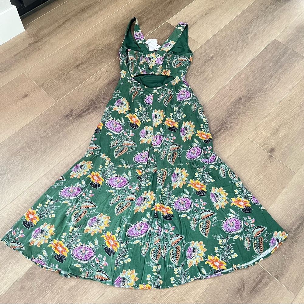 Equipment Femme Everett Eden Multi Floral Sleeveles Scoop Maxi Dress Green 0 NEW - Picture 12 of 15